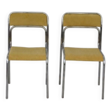 Pair of vintage Bauhaus chrome metal chairs