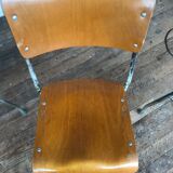 Series of 6 vintage industrial school chairs stackable 1950 thermophorized seating