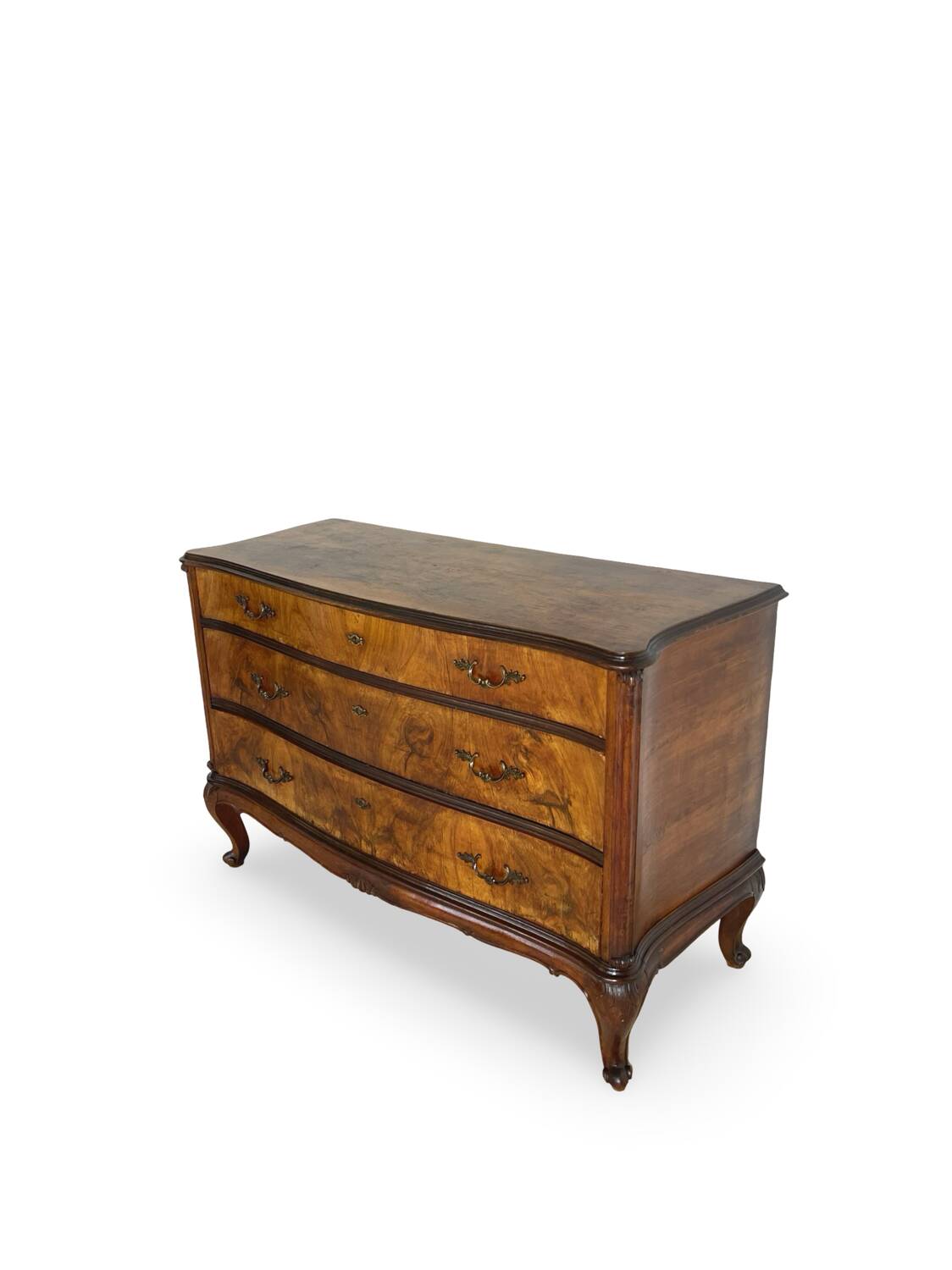 Italian art deco burl walnut chest of drawers, 1940s/50s