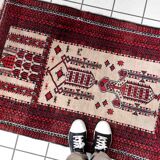 Vintage carpet Afghan Balucch rug 86cm x 129cm 1910s