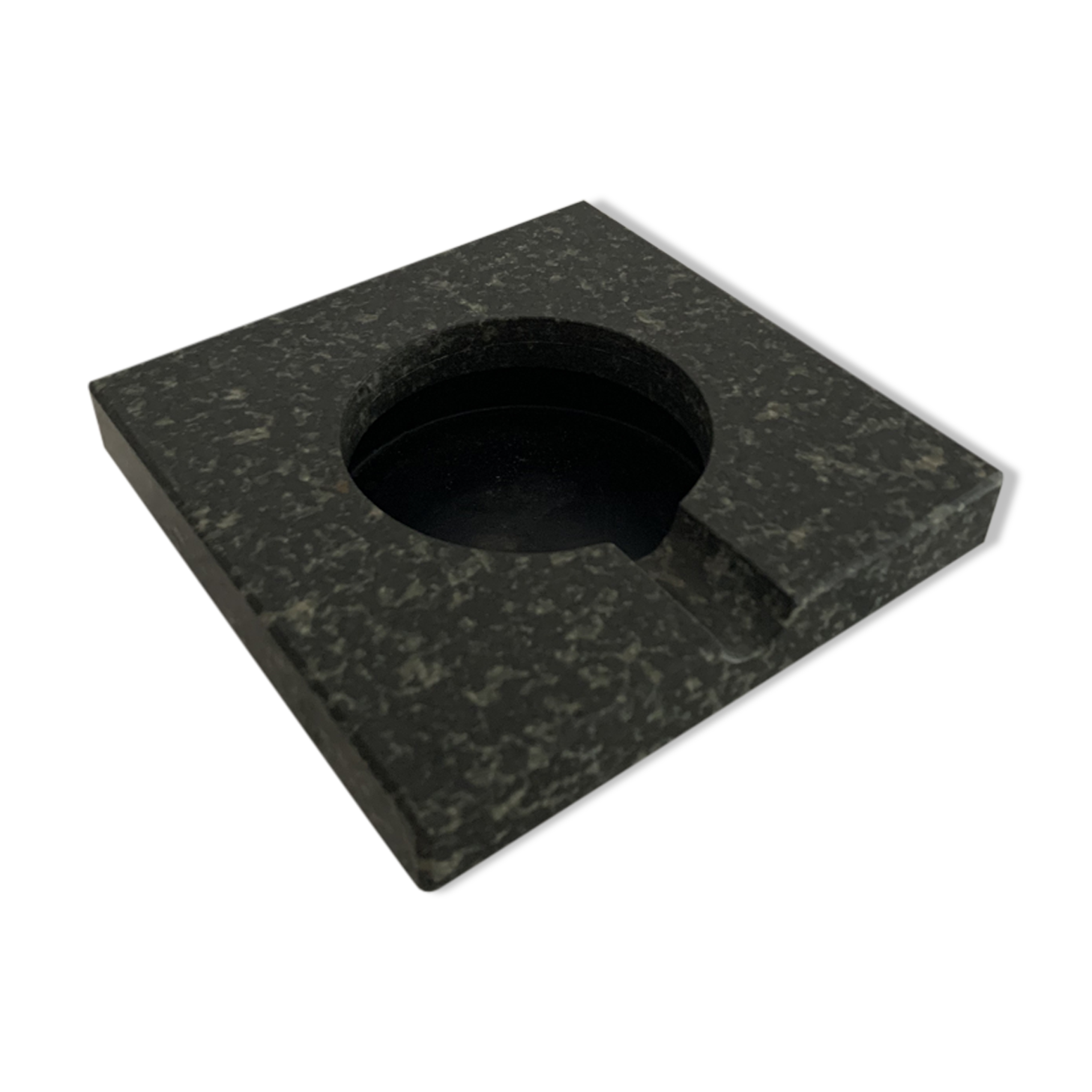 Black black square marble ashtray speckled green
