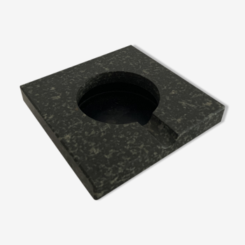 Black black square marble ashtray speckled green