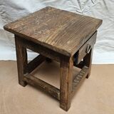Small teak stool with 1 drawer