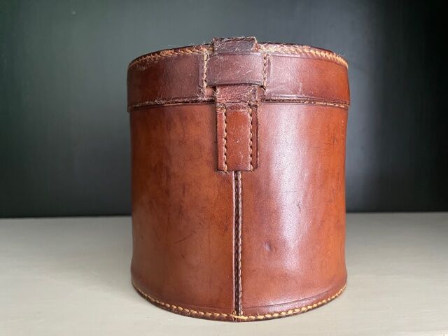 Leather collar box, circa 1900.