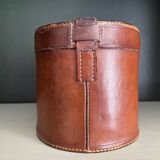 Leather collar box, circa 1900.