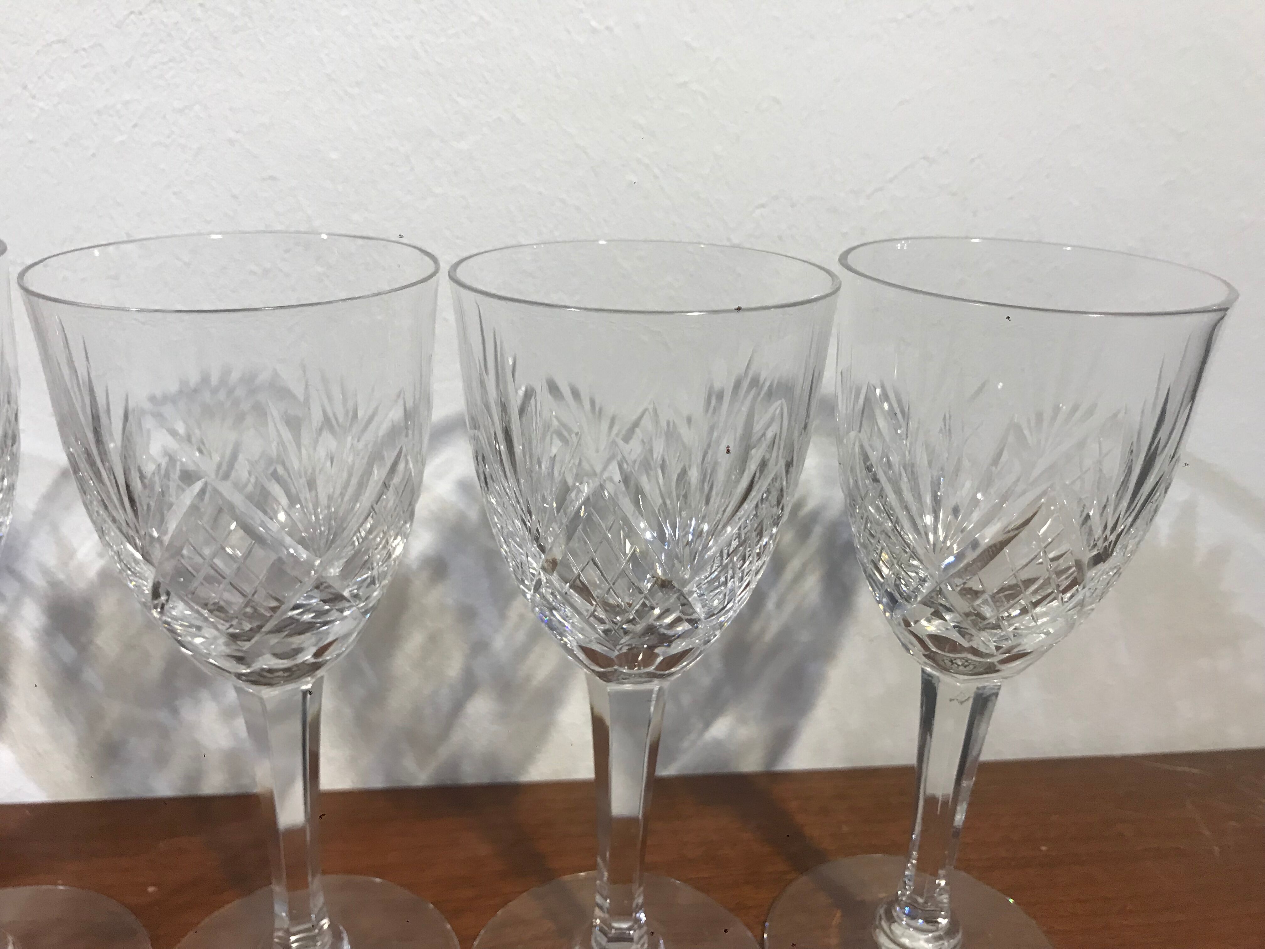 6 glasses of fine crystal white wine from Lorraine