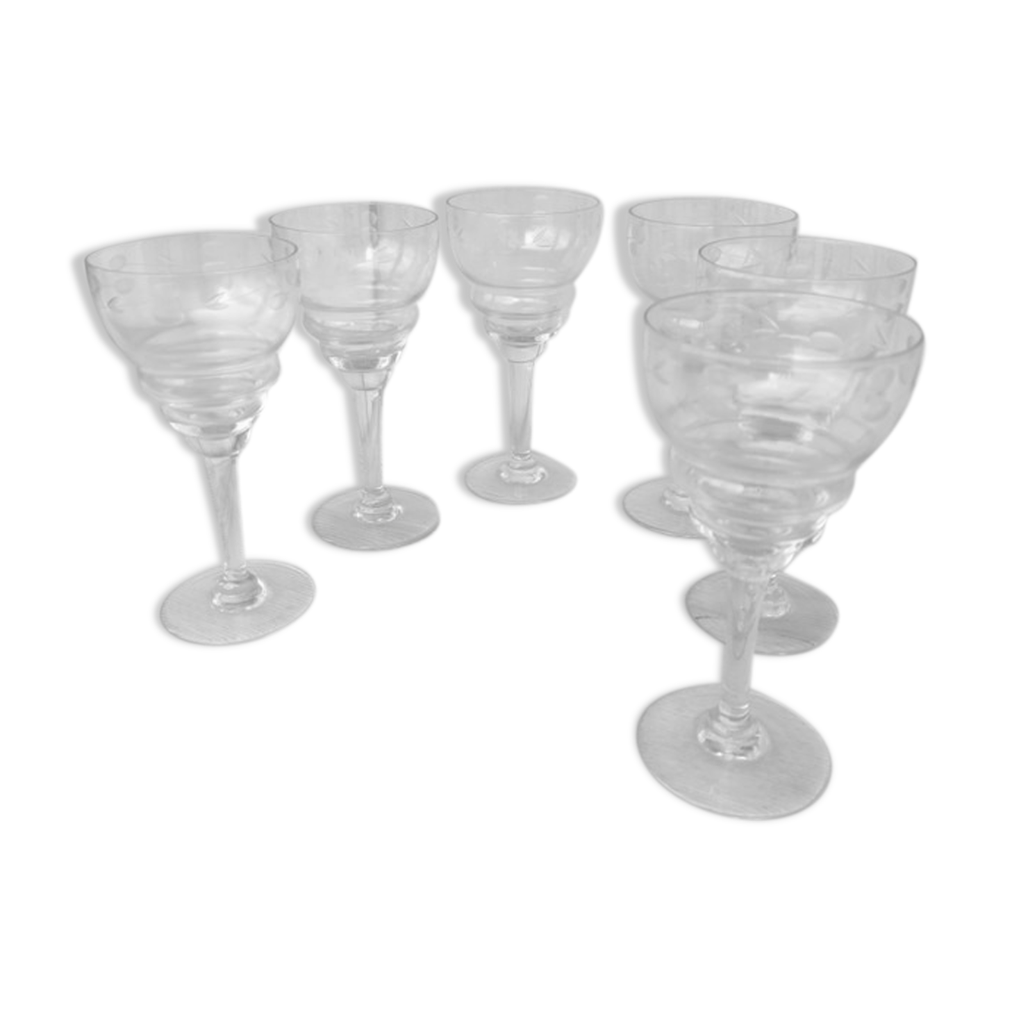 Set of 6 engraved glasses