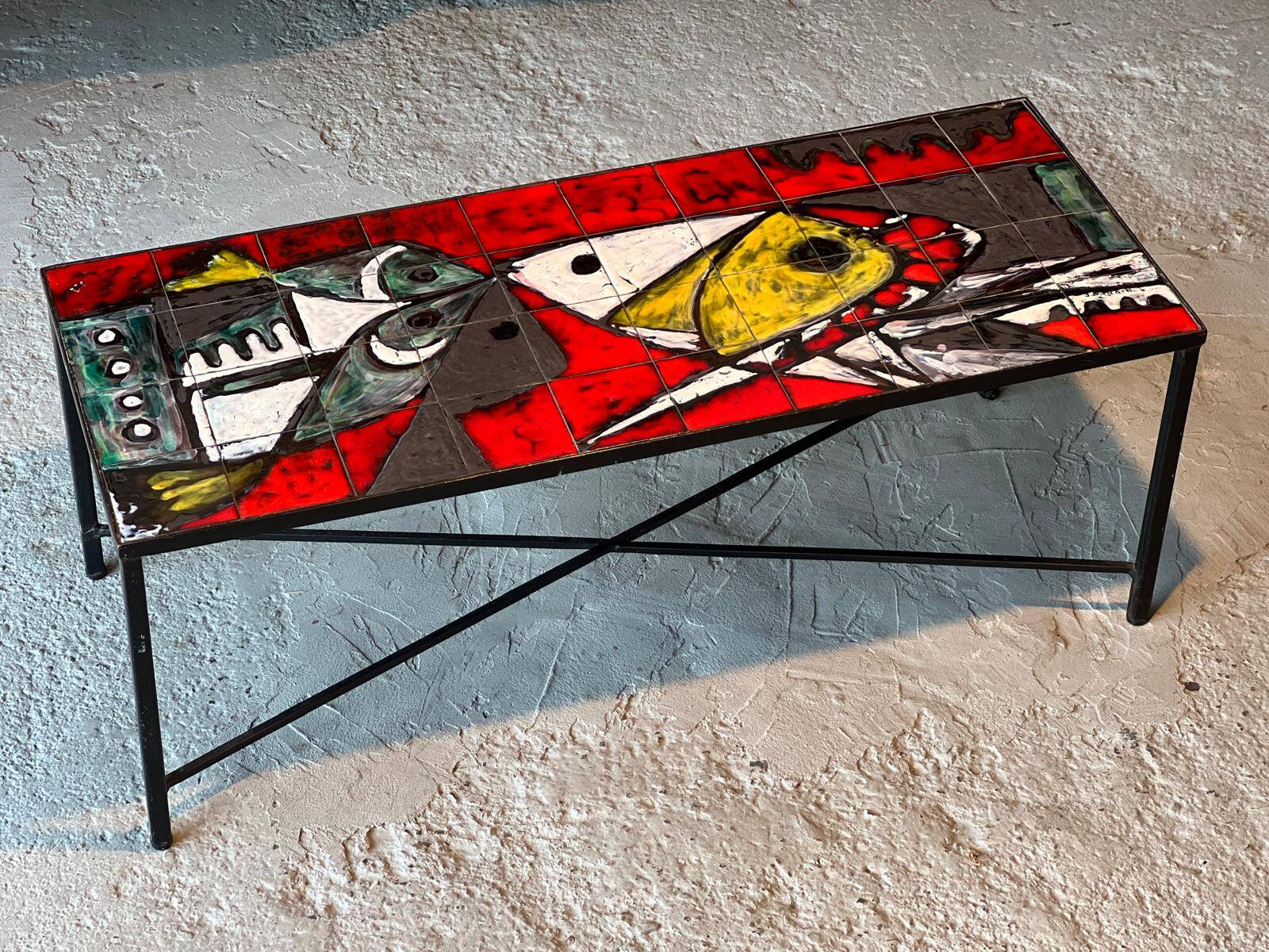 Janette and Georges Picard Ceramic Coffee Table Vallauris 1960