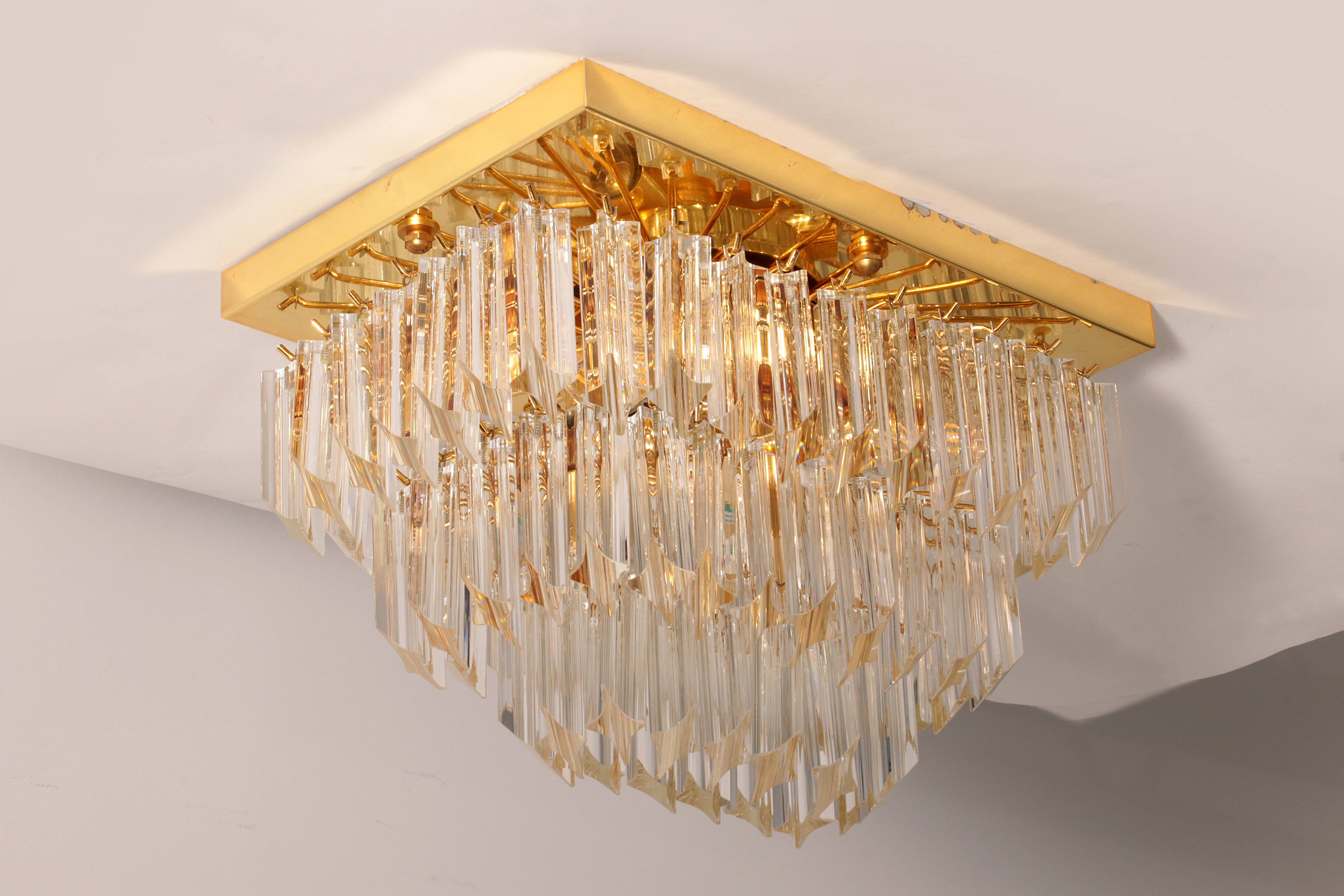 Novaresi Gold Plated Ceiling Lamp CH Serie 1970 Italy