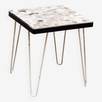 Table d'appoint mid-century avec incrustations de pierres mosaïques, 1960