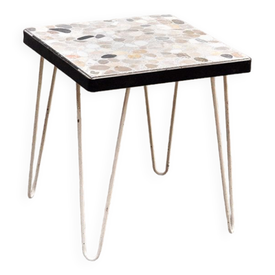 Table d'appoint mid-century avec incrustations de pierres mosaïques, 1960