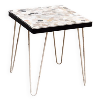 Table d'appoint mid-century avec incrustations de pierres mosaïques, 1960