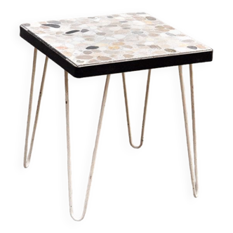 Mid-century side table with mosaic stone inlay, 1960's