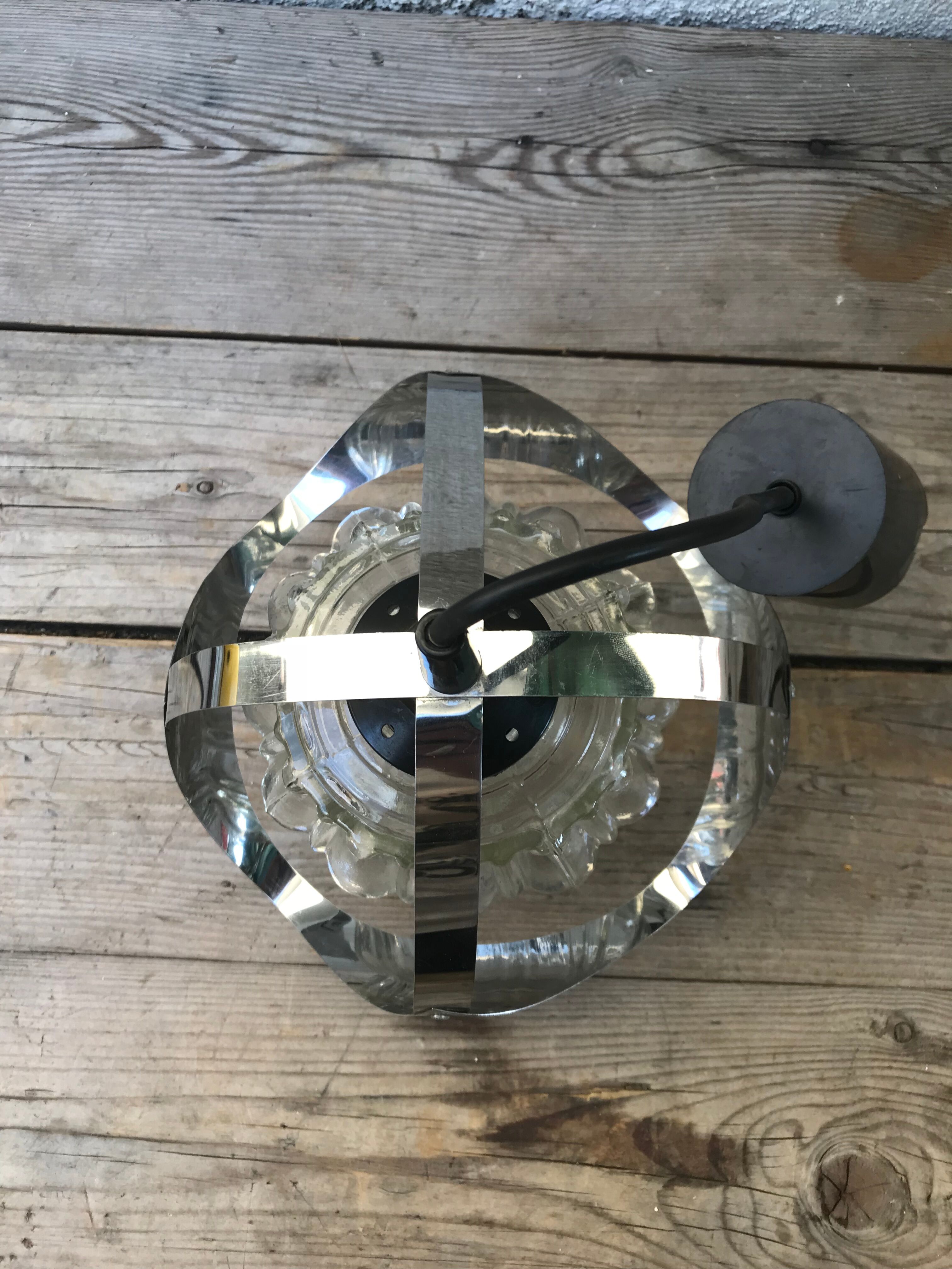 Vintage 70s molded glass hanging lamp