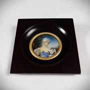 Miniature portrait of Madame Bergeret by Bouchet, hand-painted gouache, 19th century
