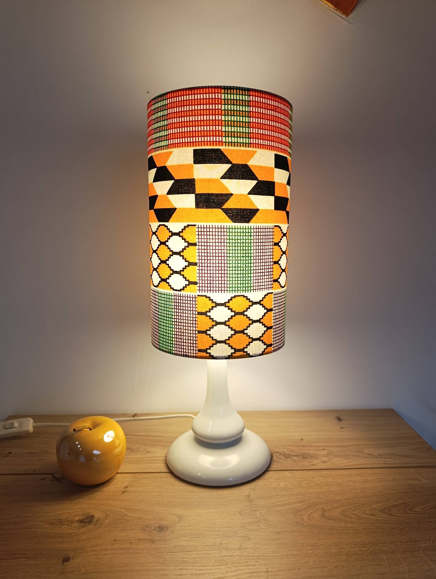 Afro-pop table lamp with Kente wax print