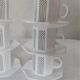 Set de 6 tasses et sous-tasses octogonales Arcopal blanche et noire modèle octime