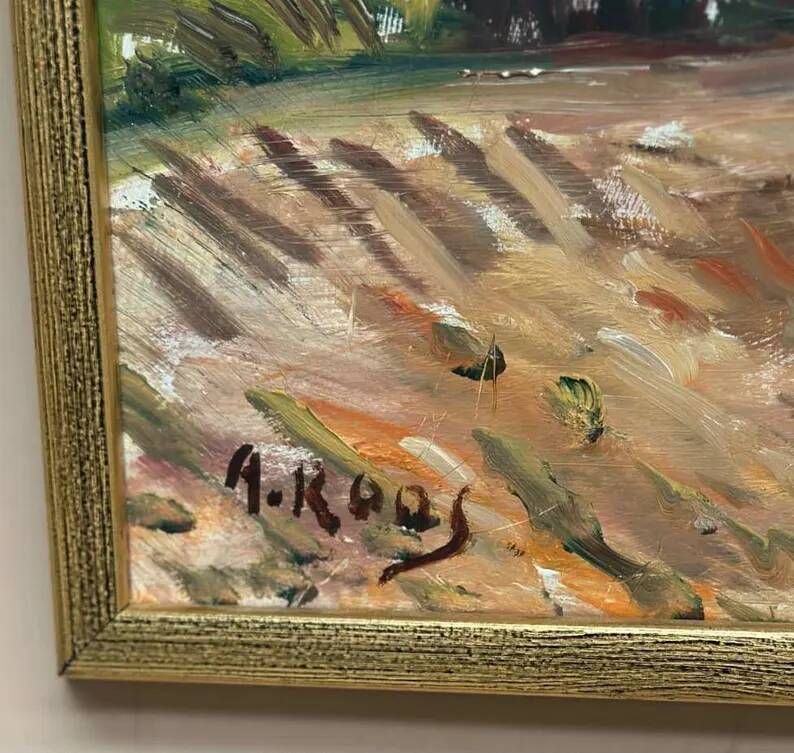 Original Swedish Oil on Panel – “Landscape” by Alexander Roos (1895–1973) – Signed – Vintage & Framed – 48 × 41 cm