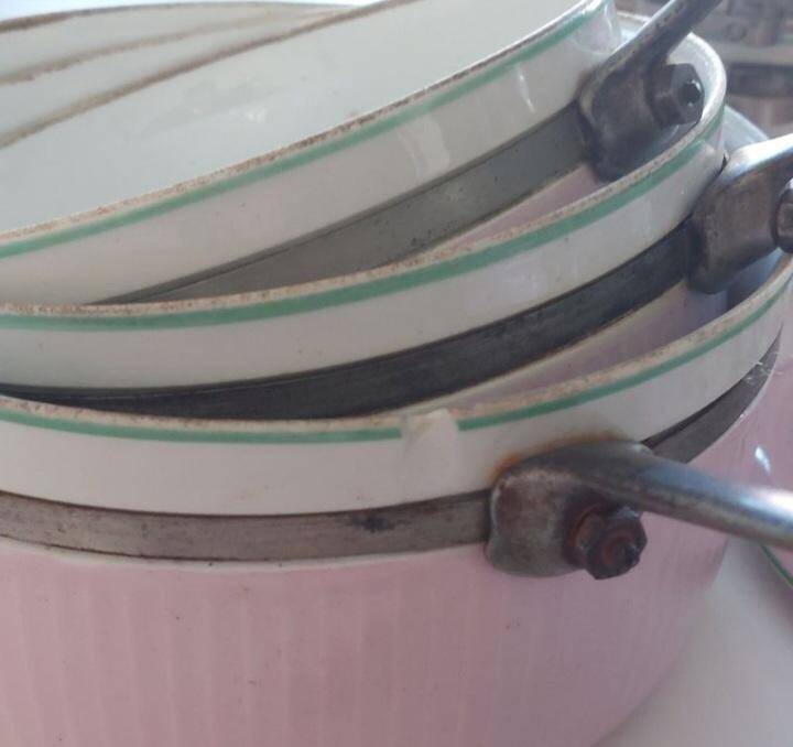 Lot of old porcelain casseroles flowers wall decoration