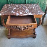 Carved walnut console marble top of the nineteenth century