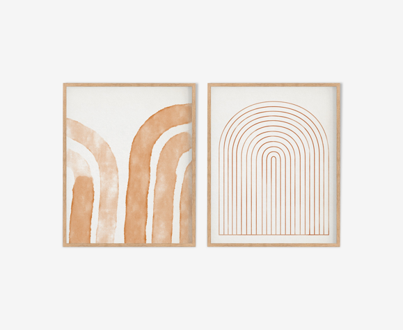Ensemble encadré de deux tirages giclés abstraits, 50x70