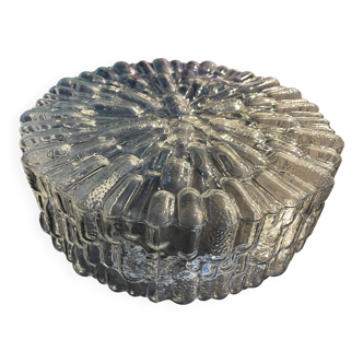 Plafonnier en verre transparent style années 50, 25 cm de large