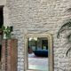 Antique Louis Philippe mirror with silver leaf pearls 105cm