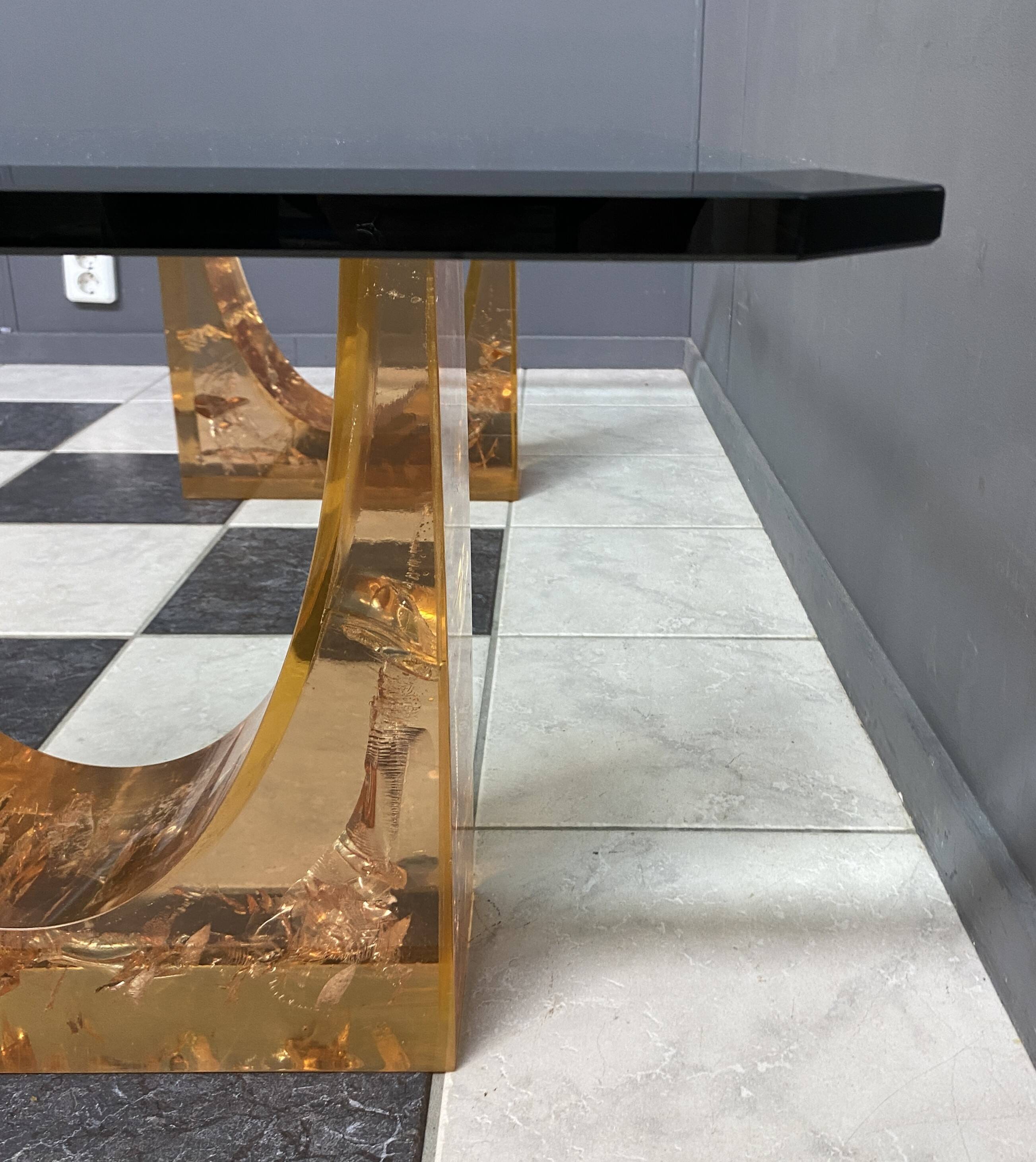 Glass coffee table in the style of marie-claude de fouguieres 1970s