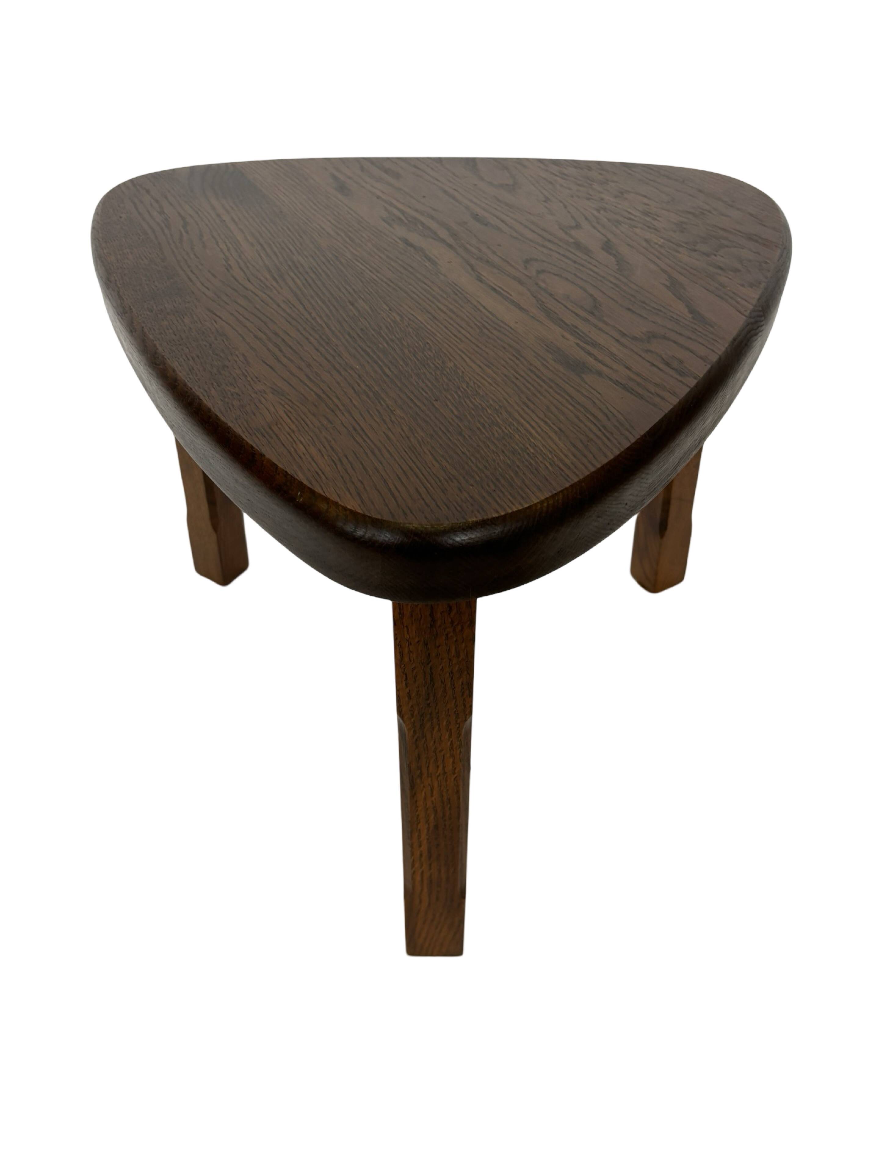 Set of 3 brutalist oak oval side or nesting tables minimalist design 1970s