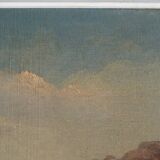 Old oil on canvas, Mediterranean cove landscape