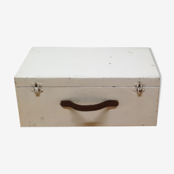 Ancienne valise en bois blanc