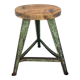 Vintage Industrial Steel & Wood Tripod Stool with Original Patina, 1950's