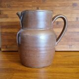 Large vintage brown stoneware pitcher 2L