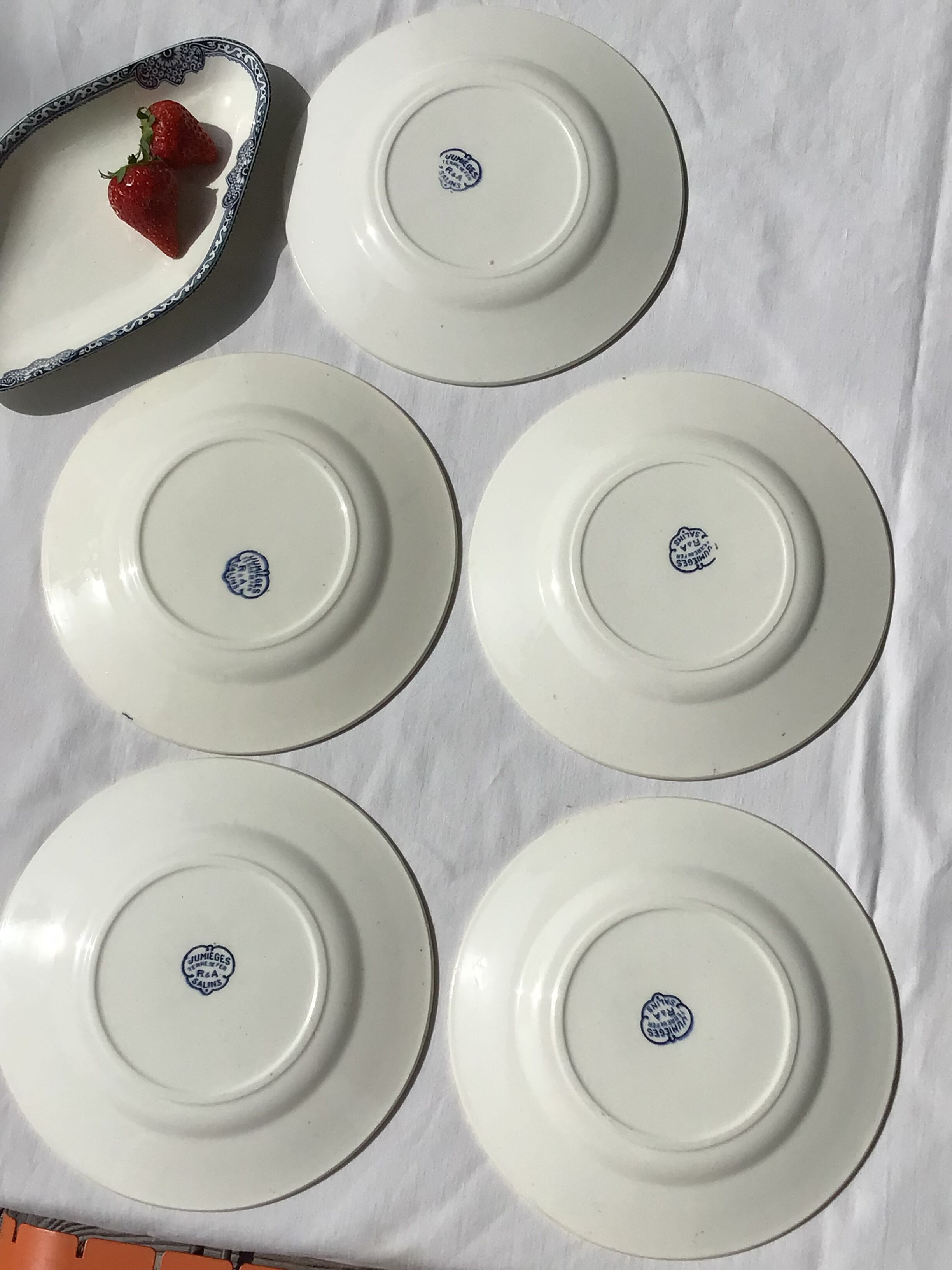 5 Plates dessert Terre de Fer Salins Jumièges navy blue
