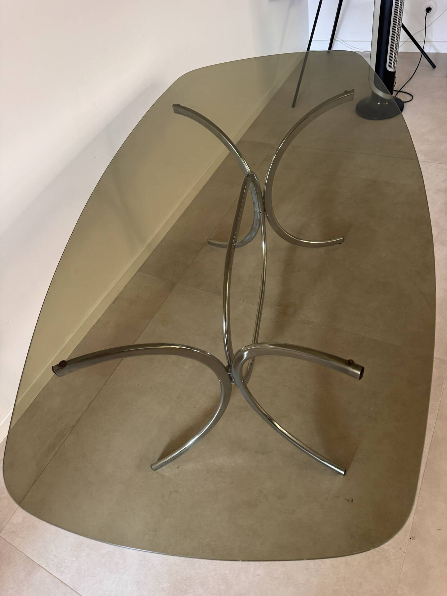 Table à manger verre fumé 1970