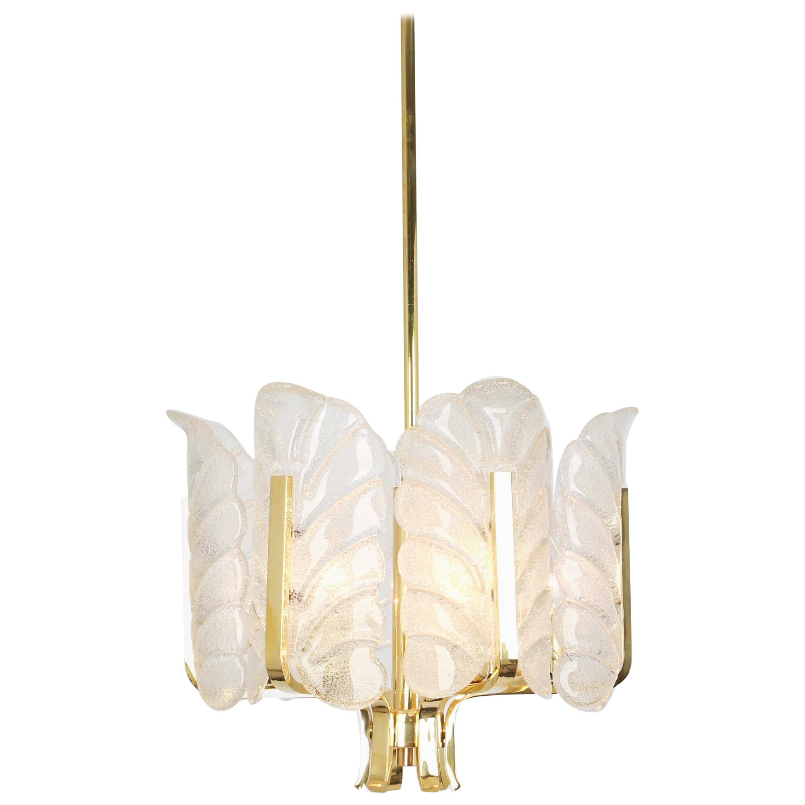 Chandelier by Carl Fagerlund Glass leaves Murano, 1960s