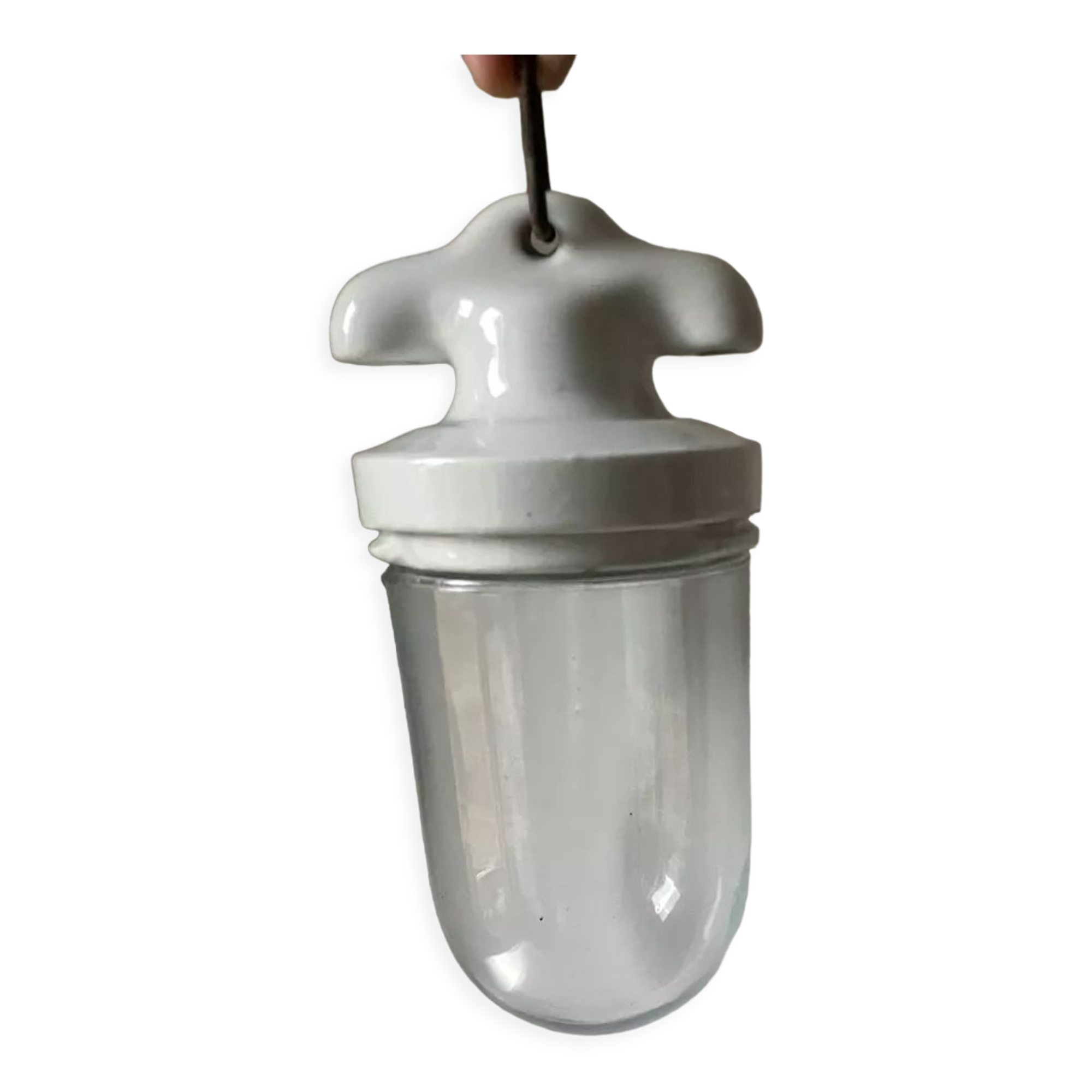 Art deco ceiling pendant lamp in porcelain & glass