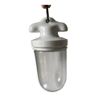 Art deco ceiling pendant lamp in porcelain & glass