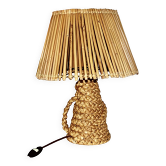 Lampe vintage en jonc tressé et bambou
