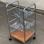 Vintage Allibert dessert table in steel and glass.