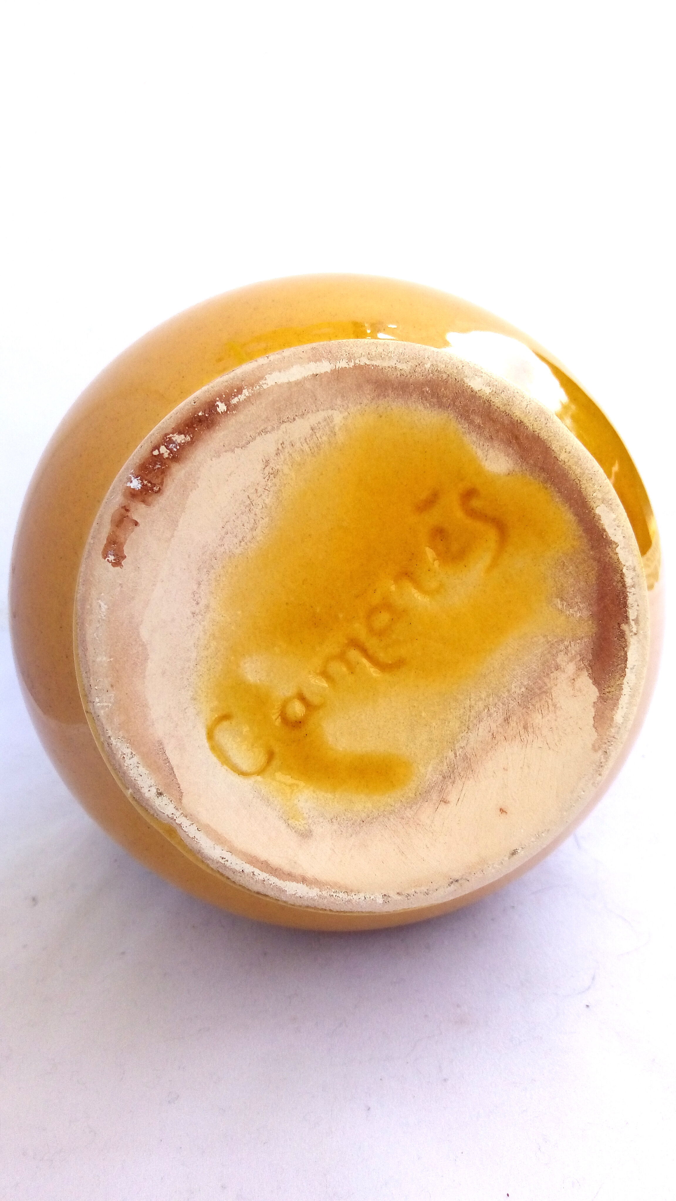 Ochre ceramic jug gargoulette