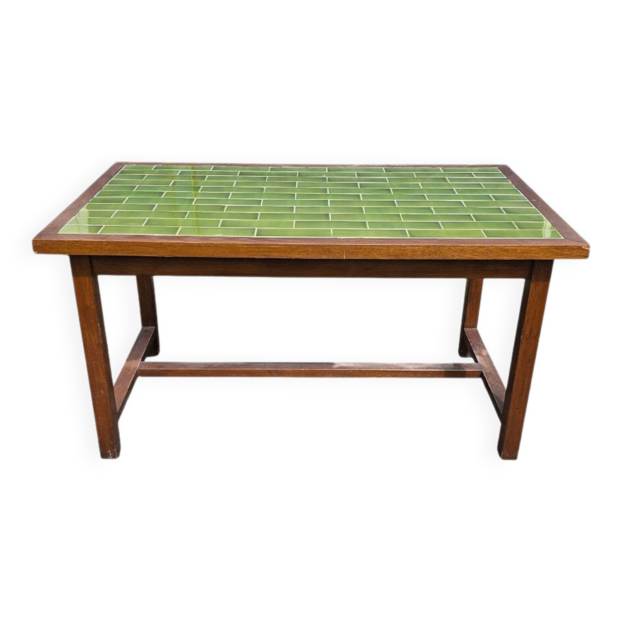 Vintage French dining table with green tiles, 1950s/60s.
