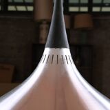 Large Danish pendant light in chrome metal, orient model by Jo Hammerborg for Fog & Morup 1960.