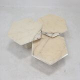 Set of 3 Italian Carrara Marble Side Tables, 1980s