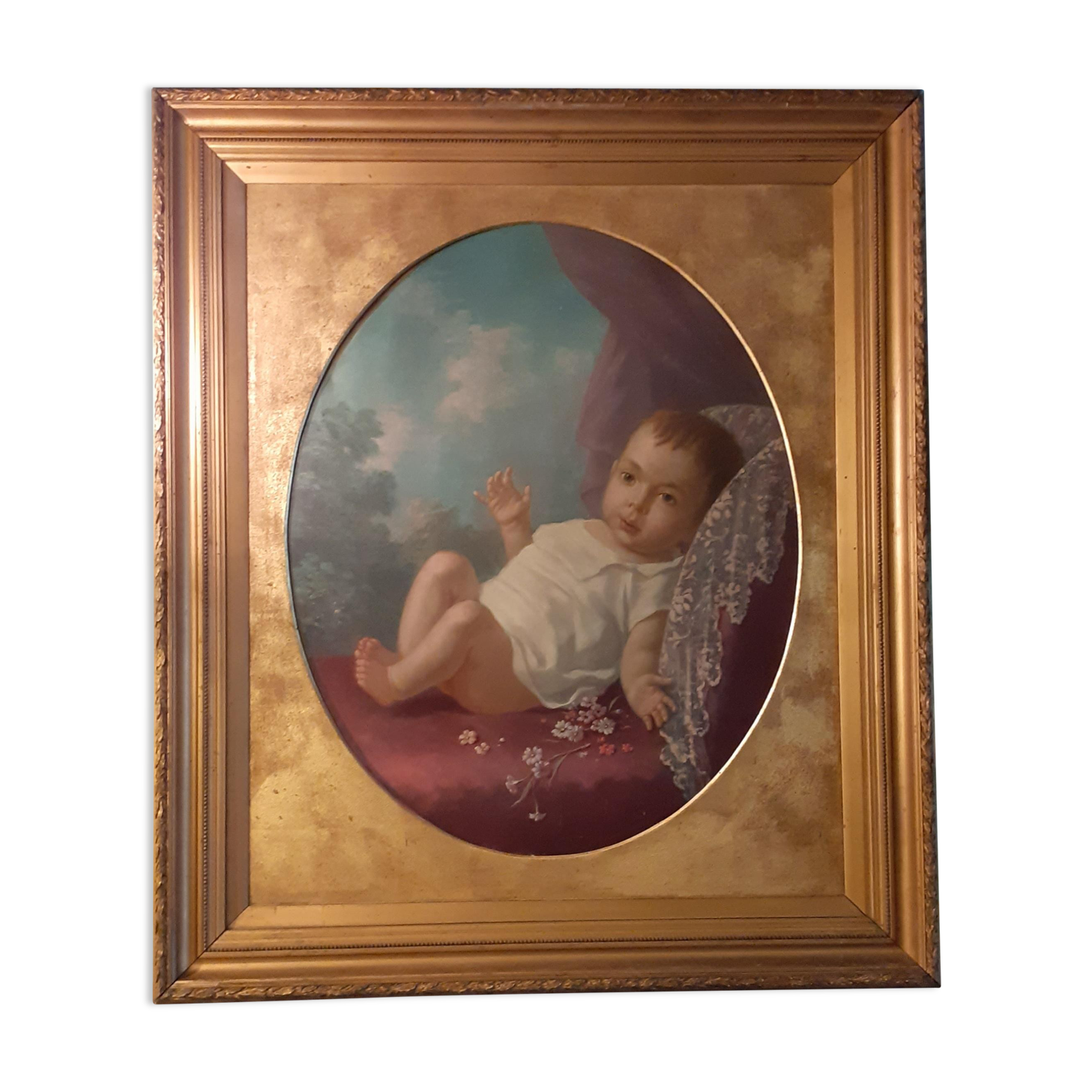 Old oil painting on canvas