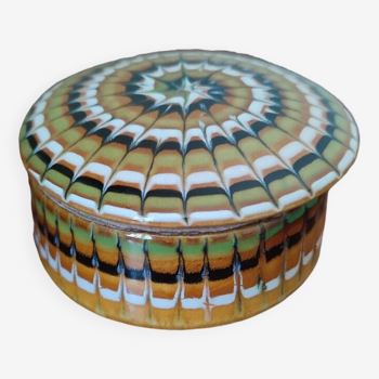 Art Deco ceramic jewelry box with spiral pattern