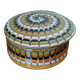 Art Deco ceramic jewelry box with spiral pattern