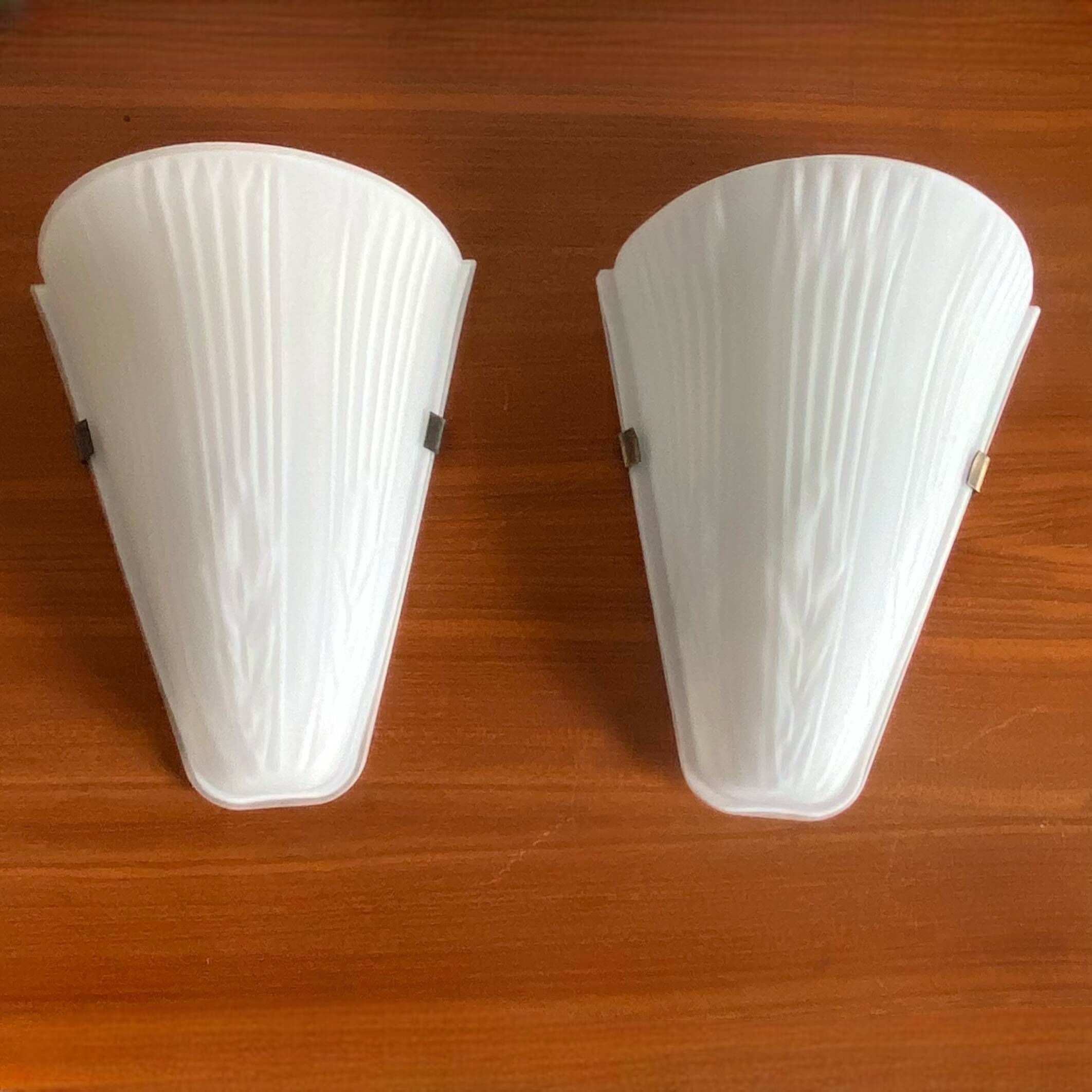 Pair of antique white glass wall lights vintage decoration