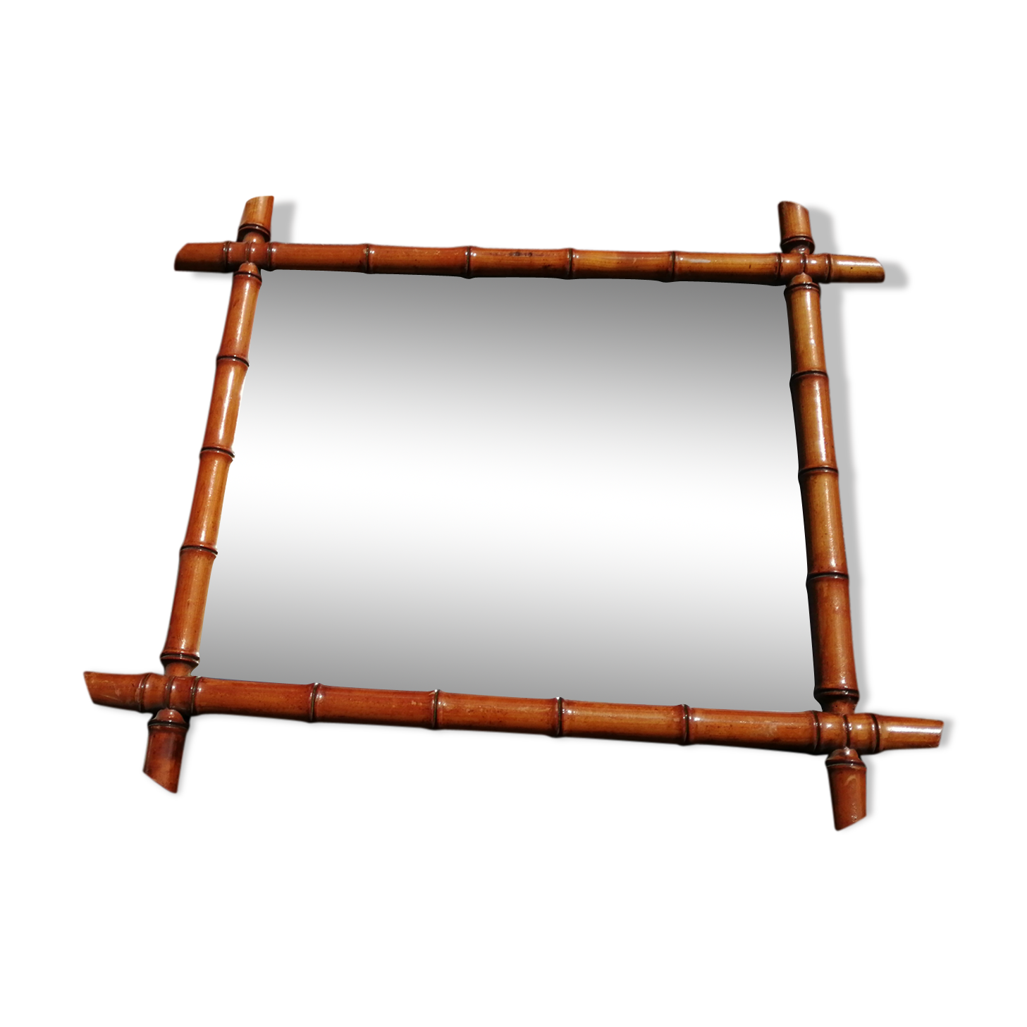 Antique bamboo mirror 63x43cm