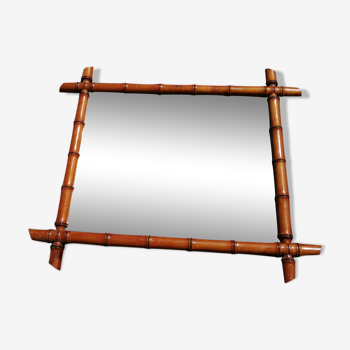 Miroir ancien en bambou 63x43cm